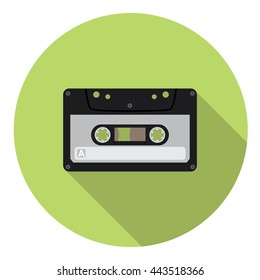 Audio Cassette Flat Style Design Icon