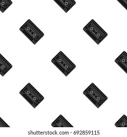 Audio cassette icon in black style isolated on white background. Hipster style symbol stock vector illustration.