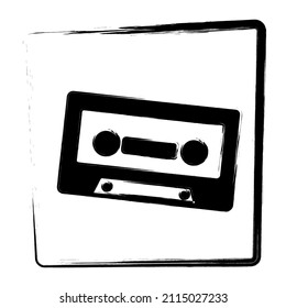 Audio cassette icon. Brush frame. Vector illustration.
