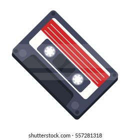 Audio cassette icon in cartoon style isolated on white background. Hipster style symbol stock vector illustration.