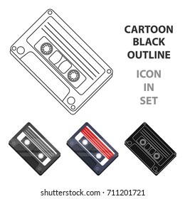 Audio cassette icon in cartoon style isolated on white background. Hipster style symbol stock vector illustration.