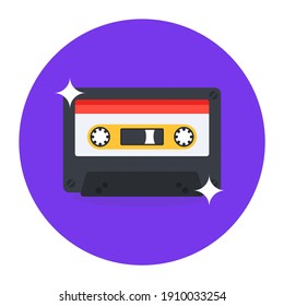 
Audio cassette icon design, flat vector on rounded background 