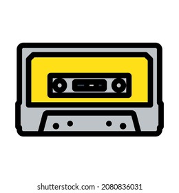 Audio Cassette Icon. Editable Bold Outline With Color Fill Design. Vector Illustration.