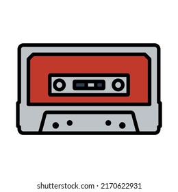 Audio Cassette Icon. Editable Bold Outline With Color Fill Design. Vector Illustration.