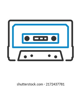 Icono de cassette de audio. Contorno de negrita editable con diseño de relleno de color. Ilustración vectorial.