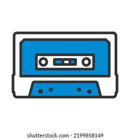Audio Cassette Icon. Editable Bold Outline With Color Fill Design. Vector Illustration.