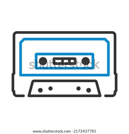 Audio Cassette Icon. Editable Bold Outline With Color Fill Design. Vector Illustration.