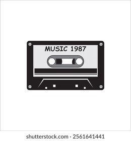 AUDIO CASSETTE ICON ILLUSTRATION SYMBOL DESIGN 