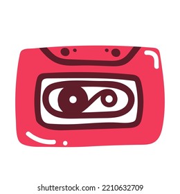 Audio Cassette Icon Isolated On White Hand Drawing.