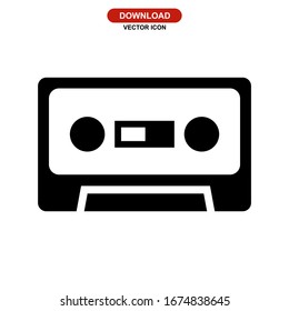 audio cassette icon or logo isolated sign symbol vector illustration - high quality black style vector icons
