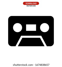 audio cassette icon or logo isolated sign symbol vector illustration - high quality black style vector icons
