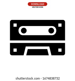 audio cassette icon or logo isolated sign symbol vector illustration - high quality black style vector icons
