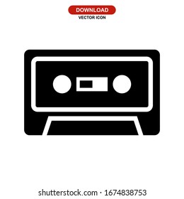 audio cassette icon or logo isolated sign symbol vector illustration - high quality black style vector icons
