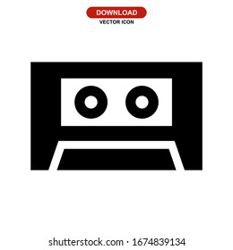 audio cassette icon or logo isolated sign symbol vector illustration - high quality black style vector icons
