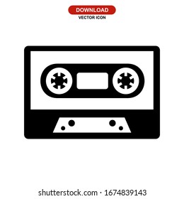 audio cassette icon or logo isolated sign symbol vector illustration - high quality black style vector icons
