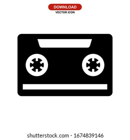 audio cassette icon or logo isolated sign symbol vector illustration - high quality black style vector icons
