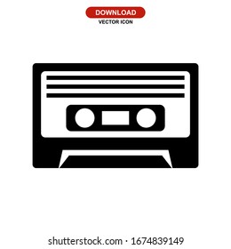 audio cassette icon or logo isolated sign symbol vector illustration - high quality black style vector icons
