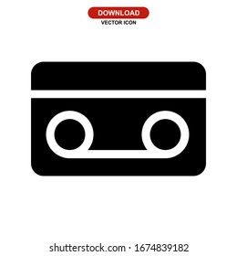 audio cassette icon or logo isolated sign symbol vector illustration - high quality black style vector icons
