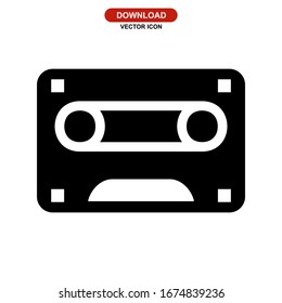 icono de casete de audio o logotipo símbolo de signo aislado ilustración vectorial - iconos vectoriales de estilo negro de alta calidad
