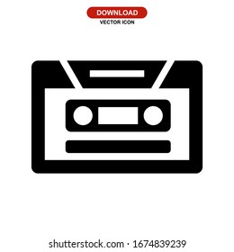 audio cassette icon or logo isolated sign symbol vector illustration - high quality black style vector icons
