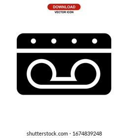 audio cassette icon or logo isolated sign symbol vector illustration - high quality black style vector icons
