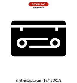 icono de casete de audio o logotipo símbolo de signo aislado ilustración vectorial - iconos vectoriales de estilo negro de alta calidad
