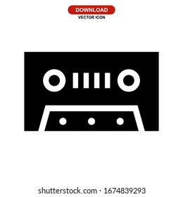 audio cassette icon or logo isolated sign symbol vector illustration - high quality black style vector icons
