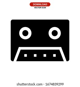 audio cassette icon or logo isolated sign symbol vector illustration - high quality black style vector icons
