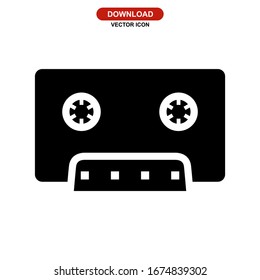 icono de casete de audio o logotipo símbolo de signo aislado ilustración vectorial - iconos vectoriales de estilo negro de alta calidad
