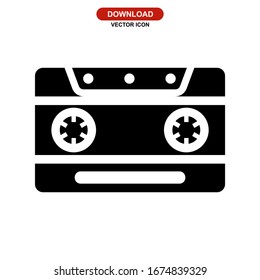 icono de casete de audio o logotipo símbolo de signo aislado ilustración vectorial - iconos vectoriales de estilo negro de alta calidad
