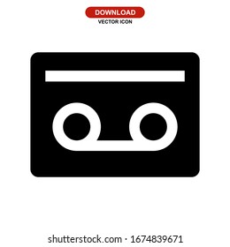 audio cassette icon or logo isolated sign symbol vector illustration - high quality black style vector icons
