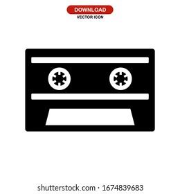 audio cassette icon or logo isolated sign symbol vector illustration - high quality black style vector icons
