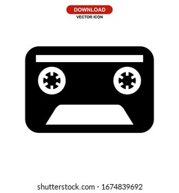 audio cassette icon or logo isolated sign symbol vector illustration - high quality black style vector icons
