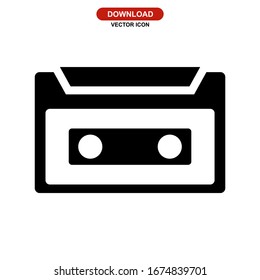 audio cassette icon or logo isolated sign symbol vector illustration - high quality black style vector icons
