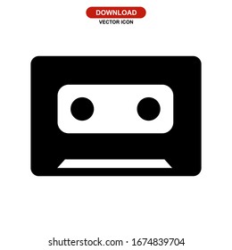 icono de casete de audio o logotipo símbolo de signo aislado ilustración vectorial - iconos vectoriales de estilo negro de alta calidad
