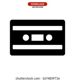 audio cassette icon or logo isolated sign symbol vector illustration - high quality black style vector icons
