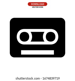 audio cassette icon or logo isolated sign symbol vector illustration - high quality black style vector icons
