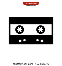 audio cassette icon or logo isolated sign symbol vector illustration - high quality black style vector icons
