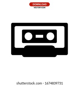 icono de casete de audio o logotipo símbolo de signo aislado ilustración vectorial - iconos vectoriales de estilo negro de alta calidad
