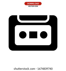 audio cassette icon or logo isolated sign symbol vector illustration - high quality black style vector icons
