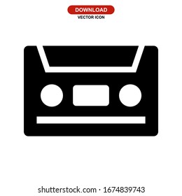 audio cassette icon or logo isolated sign symbol vector illustration - high quality black style vector icons
