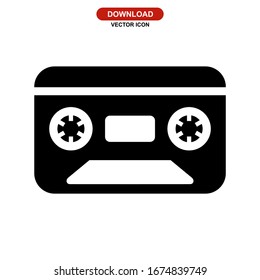 audio cassette icon or logo isolated sign symbol vector illustration - high quality black style vector icons
