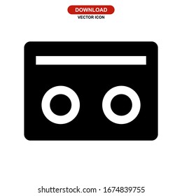 audio cassette icon or logo isolated sign symbol vector illustration - high quality black style vector icons
