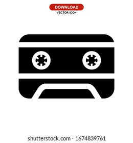 icono de casete de audio o logotipo símbolo de signo aislado ilustración vectorial - iconos vectoriales de estilo negro de alta calidad
