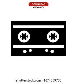 audio cassette icon or logo isolated sign symbol vector illustration - high quality black style vector icons
