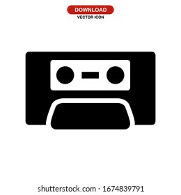 audio cassette icon or logo isolated sign symbol vector illustration - high quality black style vector icons
