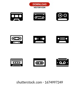audio cassette icon or logo isolated sign symbol vector illustration - Collection of high quality black style vector icons
