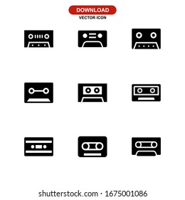 audio cassette icon or logo isolated sign symbol vector illustration - Collection of high quality black style vector icons
