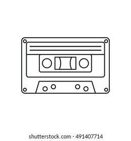 Audio cassette icon in outline style isolated on white background vector illustration