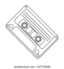 Audio cassette icon in outline style isolated on white background. Hipster style symbol stock vector illustration.